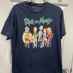 RICK AND MORTY adult swim Navy Blue T-shirt Mens Large Ripple Junction